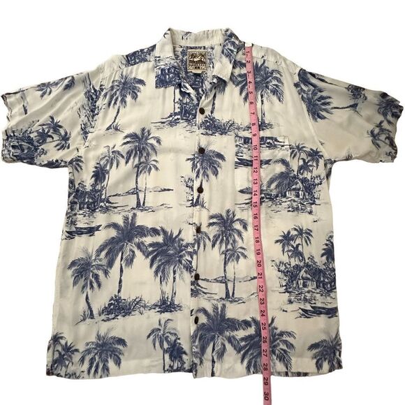 Steve & Barry’s ~ Blue and Ivory Aloha print shirt ~ front pocket ~ size Large - Picture 9 of 9